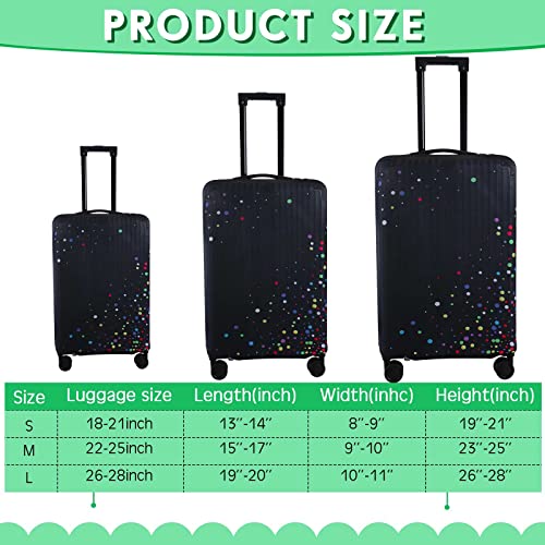Sanwuta 3 Pcs Luggage Cover Washable Suitcase Protector Cover Anti Scratch Case Fits 18-28 Inch Luggage, 3 Sizes, colorful Dot Style