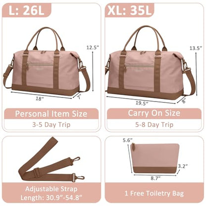 ELONGRIVER Women Travel Duffle Bags, Weekender Overnight Bag, Hospital Bag - color: Pink, size: Large