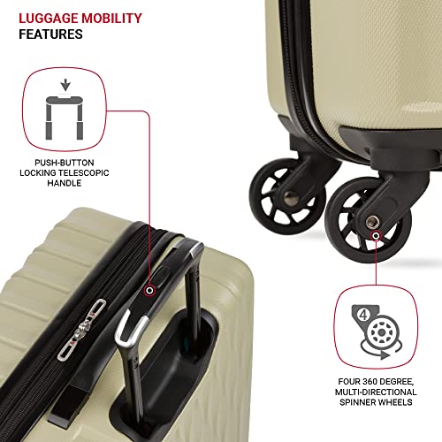SwissGear 8018 Expandable Luggage, Hard Shell Medium Luggage with Spinner Wheels - color: Sand, size: Checked-Medium 24-Inch