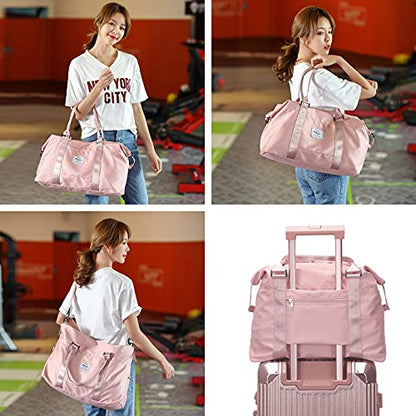 Travel Duffel Bags for Women,Carry-On Weekender Overnight Bag - color: Pink, size: Large