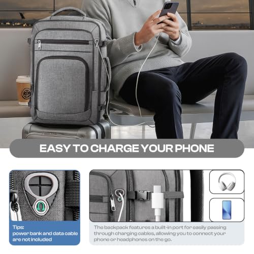 Expandable 1-7 Days Travel Backpack,TSA Approved Carry On Backpack - color: Grey, size: 18.4Inch