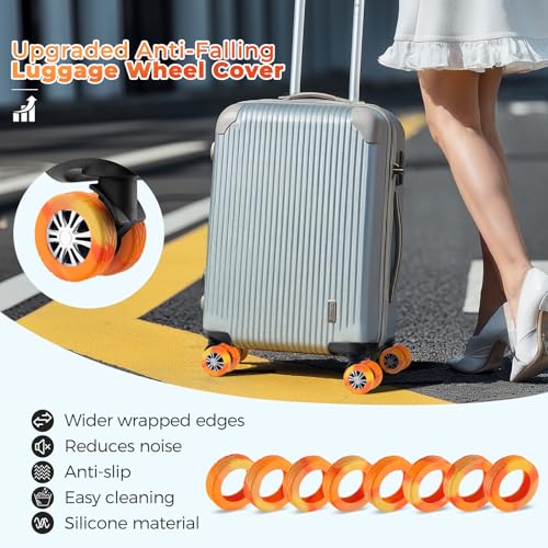 8Pcs Luggage Wheel Covers, Travel Accessories (Gradient Warm Orange) - color: Gradient Warm Orange