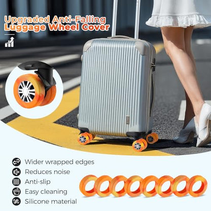 8Pcs Luggage Wheel Covers, Travel Accessories (Gradient Warm Orange) - color: Gradient Warm Orange