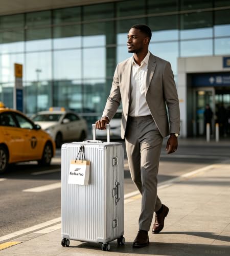 feilario Super Large Aluminum Frame Checked Zipperless Luggage - color: A3-Silver, size: 30in
