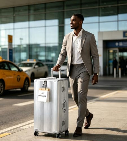 feilario Super Large Aluminum Frame Checked Zipperless Luggage - color: A3-Silver, size: 30in