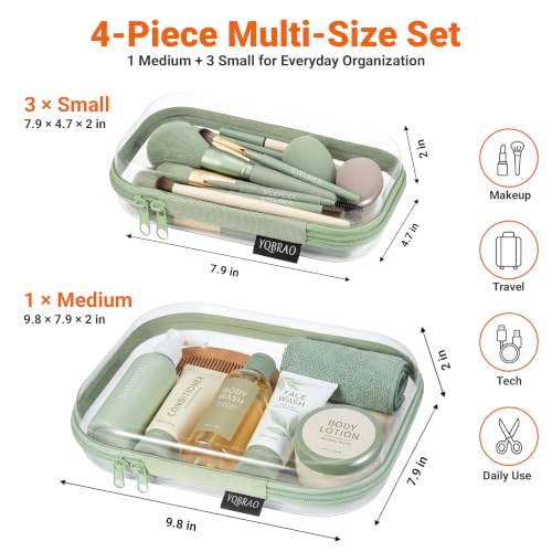 YQBRAO 4-Piece Clear Hard Shell Zipper Case Set, 1M 3S, Green - color: Green, size: M+3S