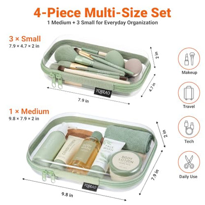 YQBRAO 4-Piece Clear Hard Shell Zipper Case Set, 1M 3S, Green - color: Green, size: M+3S