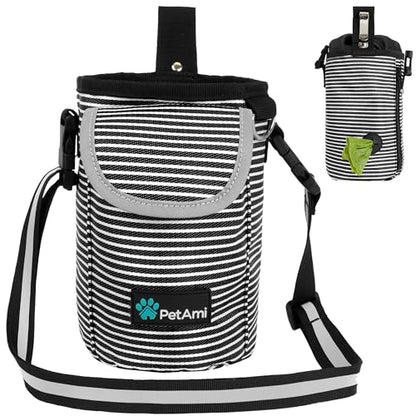 PetAmi Dog Treat Pouch, Large Hands-Free Training Bag, Stripe Black - color: Black