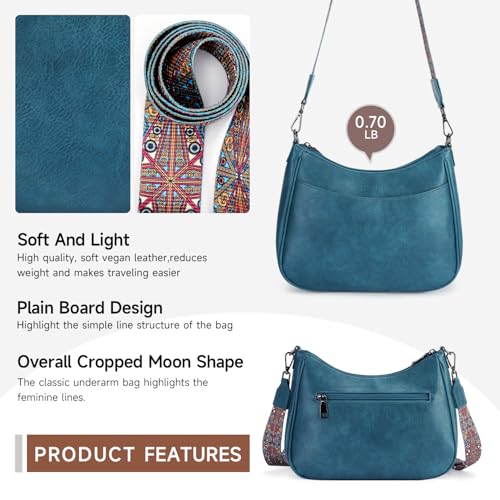 APHISON Trendy Leather Crossbody Purse, Women's Shoulder Handbag - color: 05-peacock Bule