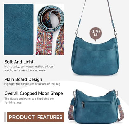 APHISON Trendy Leather Crossbody Purse, Women's Shoulder Handbag - color: 05-peacock Bule