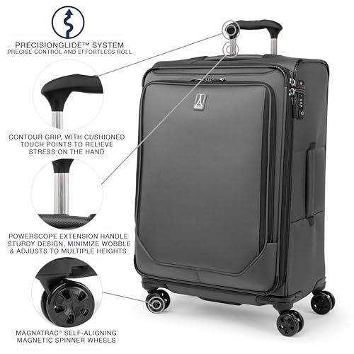 Travelpro Crew Classic Softside Checked Luggage, Grey, 25-Inch - color: Titanium Grey, size: Checked Medium