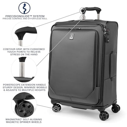 Travelpro Crew Classic Softside Checked Luggage, Grey, 25-Inch - color: Titanium Grey, size: Checked Medium