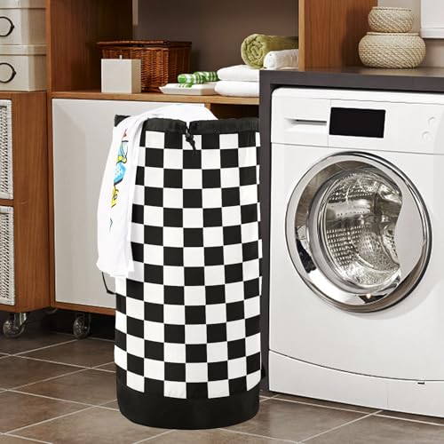 Checkerboard Plaid Laundry Bag Backpack Bags Mesh Wash Laundry Bags Dirty Clothes Organizer for Vacation Road Trip Essentials Dorm - color: Checkerboard Plaid