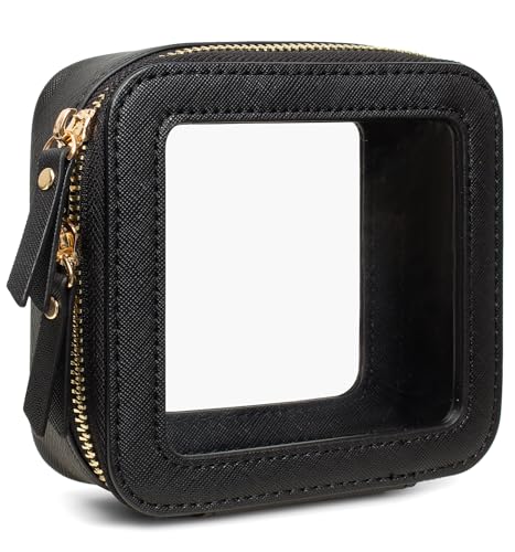 Small Clear Makeup Bag for Purse,Travel Cosmetic Case Mini(Mini Black) - color: Black, style: Mini