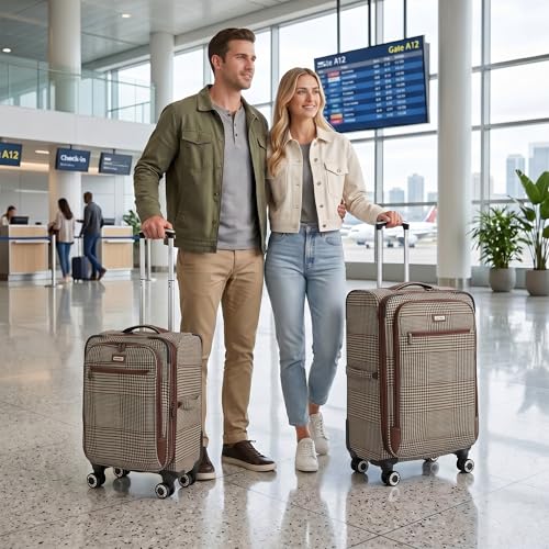 2-Piece Softside Luggage Set（20/26in）, Expandable,TSA LOCK - color: COLOR-7
