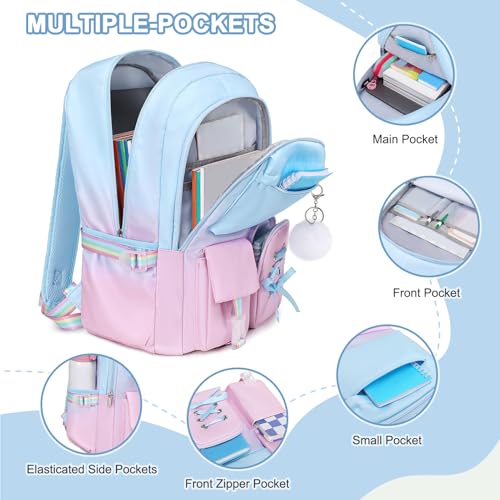 Scothen Backpacks for Girls, Girl Backpack with Crossbody Bag & Lunch Box - color: Blue Purple