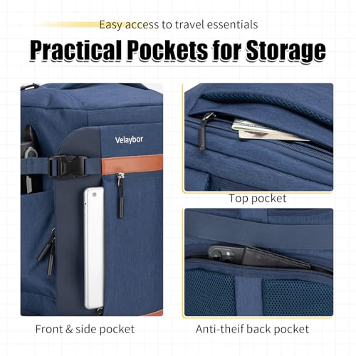 42L Carry On Travel Backpack With 4 Packing Cubes, TSA Friendly - color: Blue