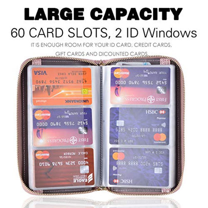 Easyoulife Credit Card Holder Wallet Womens Zipper Leather Case Purse RFID Blocking - color: Glitter Light Purple