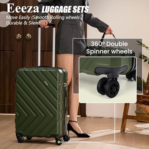 Eeeza ABS+PC Luggage Sets 5 Piece,Suitcases with Wheels(20"/24"/28"),Yellow - color: Mango Yellow, size: 5piece