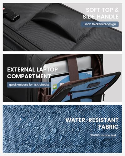 Carry On Luggage 22x14x9 Airline Approved with TSA Lock for Business Trip - color: Black&Blue, size: 22 Inch - Carry-On