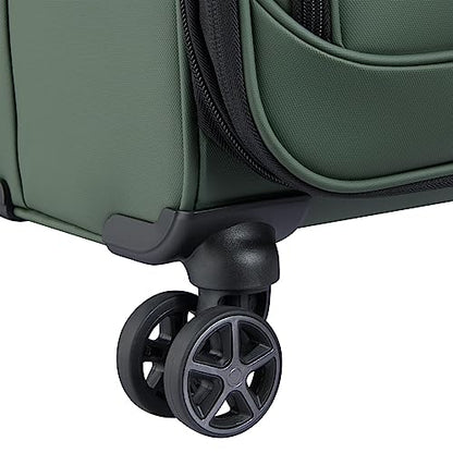 DELSEY PARIS Sky Lite 19-Inch International Lightweight Carry-On Luggage - Water-Resistant Polyester, Dual Spinner Wheels, Multiple Exterior Pockets, Green - Softside Bag for Easy Travel - size: Carry on 19 Inch