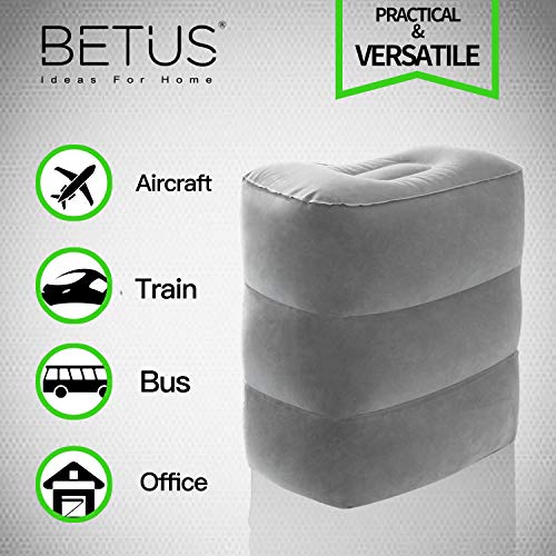 Betus Inflatable Travel Foot Rest Pillow - Ultra Comfortable and Compact - Toddle & Kids Leg Rest Stool for Long Flight/Trip by Airplane or Car - color: Foot Pillow