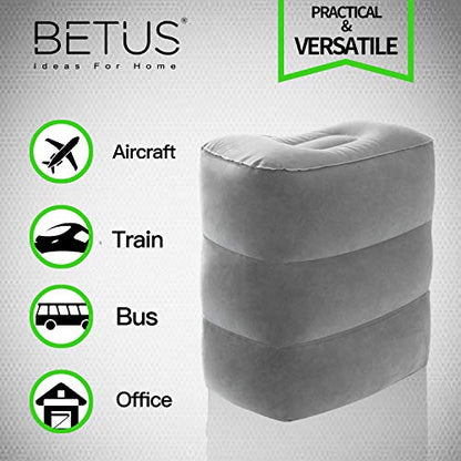 Betus Inflatable Travel Foot Rest Pillow - Ultra Comfortable and Compact - Toddle & Kids Leg Rest Stool for Long Flight/Trip by Airplane or Car - color: Foot Pillow