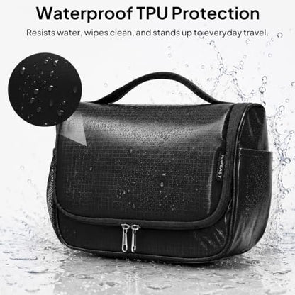 Travel Toiletry Bag for Women & Men, Waterproof Hanging Makeup Organizer - color: Black