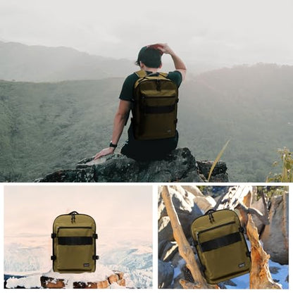 Travel Backpack 17L Lightweight Casual Small Carry-on Daypack 15-inch Laptop Notebook, Underseat Overnight Weekender, Khaki - color: Khaki
