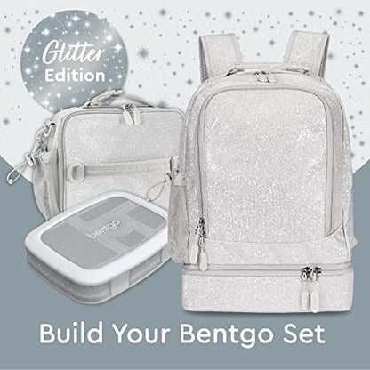 Bentgo Kids 2-in-1 Backpack & Insulated Lunch Bag with Padded Straps - color: Glitter Edition - Silver, size: Kids Large