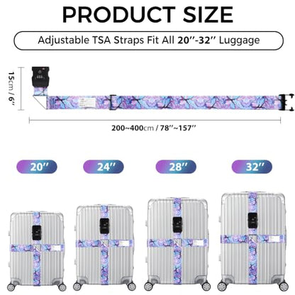 Veki Cross Luggage Straps, TSA Approved with Lock, Purple Butterfly, 1pc - color: Purple Butterfly
