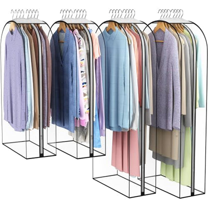 Liuoud Clear Garment Bags for Hanging Clothes 10” Gusseted, 4 Pack, 40”&50” - color: Clear, size: 40+50 inch