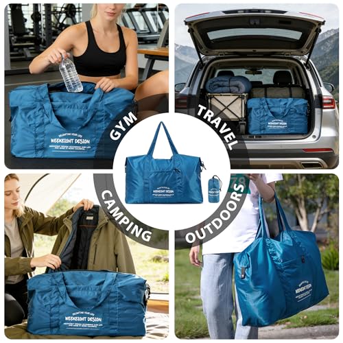 Veki Large Duffle Bag for Travel, Lightweight Carry On Bags, Navy Blue, L - color: Navy Blue, size: L