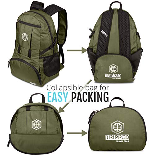 TRIPPED Travel Gear 20L Packable Travel Backpack for All-Day Comfort - color: Moss Green
