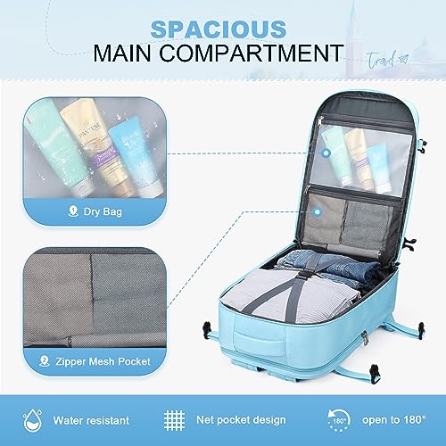 Maelstrom Travel Backpack for Men Women, 17.3" Laptop with Shoe Compartment - color: Blue, size: 17.3 inch