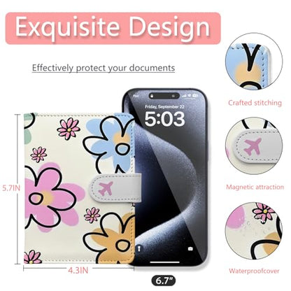 Passport Holder, Cute Travel Wallet Cover with RFID Blocking,flower - color: N-Petal