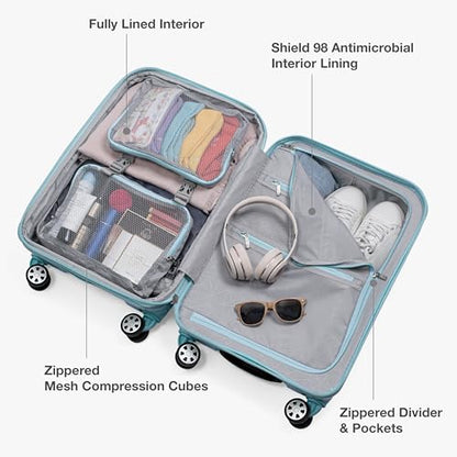 Traveler's Choice Pagosa Hardshell Expandable Luggage with Spinner Wheels, Baby Blue, 26-Inch Medium - color: Baby Blue, size: 27-Inch Medium