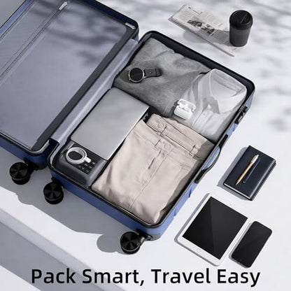 28 Inch Checked Luggage, Expandable, TSA Lock, Blue - color: Blue, size: 28 Inch