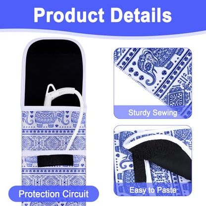 Shappy 2 Pcs Heat Resistant Curling Iron Flat Iron Travel Case,Elephant | Neoprene & Silicone Material, Double-layer Neoprene Pouch & Flexible Silicone Mat for Hot Hair Styling Tools - style: Elephant