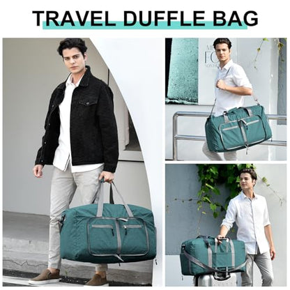 Dimayar 40L Foldable Duffle Bag for Travel, Lightweight Weekender Bags - color: Green, size: 40L