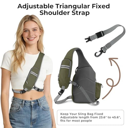 Crossbody Sling Bag, RFID Travel Hiking Sling Backpack, Compact EDC Bag - color: Green