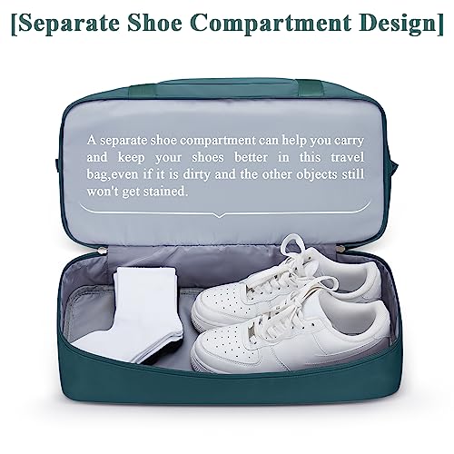 Travel Duffel Bag with Shoes Compartment, Weekender Bags for Women - color: A-Peacock Blue, size: Medium
