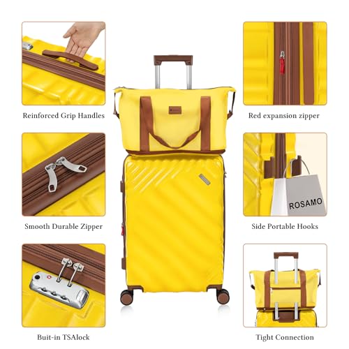 Rosamo 6-Piece Hard Shell Expandable Luggage Set, Airline Approved Carry-On - color: Yellow