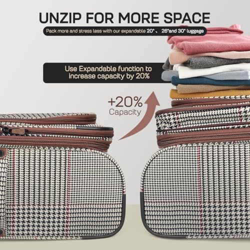 2-Piece Softside Luggage Set（20/26in）, Expandable,TSA LOCK - color: COLOR-7