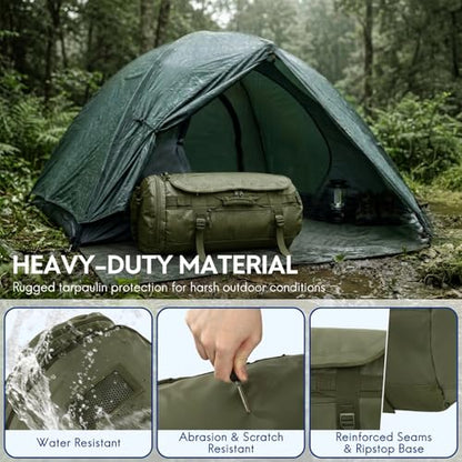 Haimont Heavy Duty Convertible Travel Duffel Backpack, Army Green, 60L - color: Green, size: 60L
