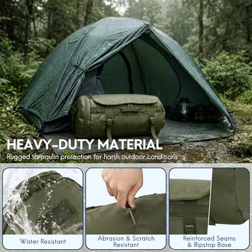 Haimont Heavy Duty Convertible Travel Duffel Backpack, Army Green, 60L - color: Green, size: 60L