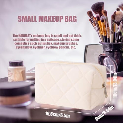 Makeup Bag Small Cosmetic Bags for Purse Women Girls Y2k Checkered Make Up Pouch - color: White