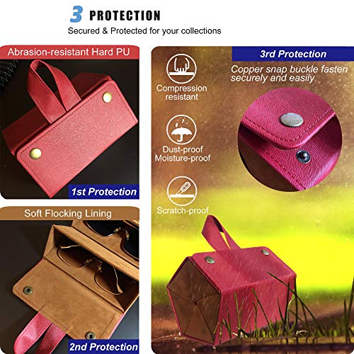 Longjet Sunglasses Organizer Travel Glasses Case Eyeglasses Storage Box - color: Deep Red