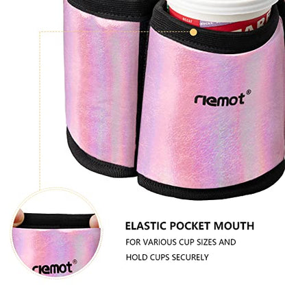 riemot Luggage Travel Cup Holder Free Hand Drink Carrier Glitter Pink - color: Hook & Loop: Glitter Pink