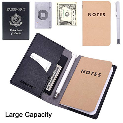 Wisdompro 2 Pack 3.5" x 5.5" Journal Cover for Field Notes Notebooks, Black - color: Black
